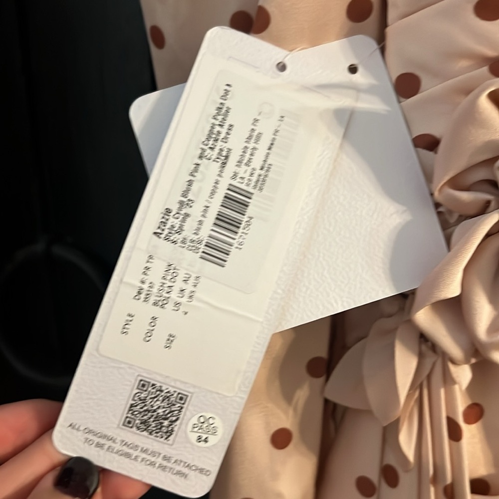 NWT AZAZIE ATELIER, “CYNDI” BLUSH PINK AND COPPER POLKA DOT MINI DRESS, Prom - Picture 12 of 13